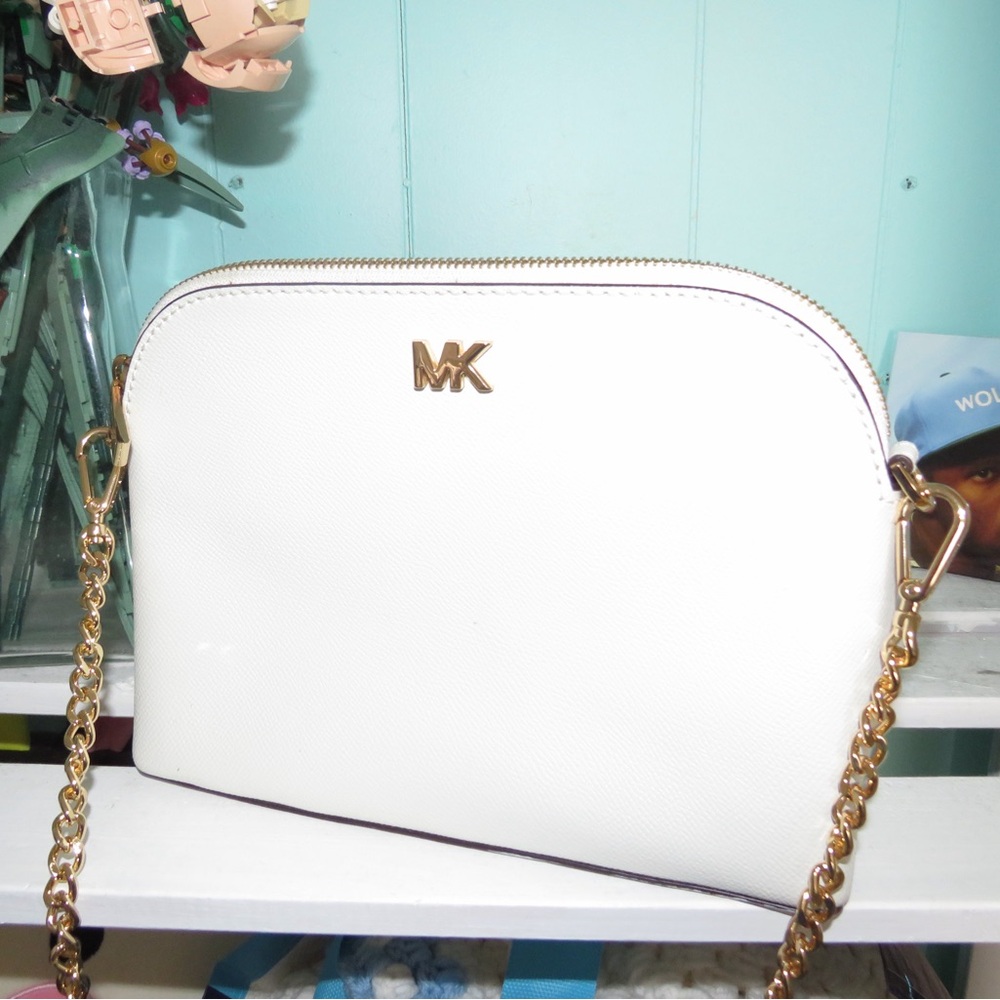 Michael Kors White Crossbody Bag with Gold Chain